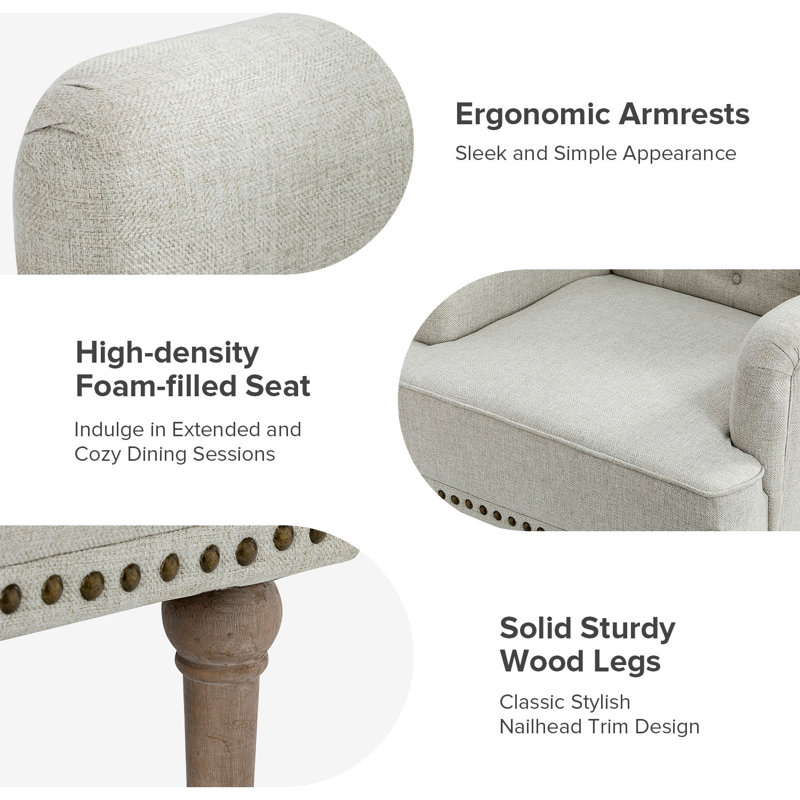Wilkey Armchair with Tufted Back with Solid Wood Legs
