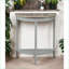 Chêne naturel Table basse grise en demi-lune avec rangement polyvalent Pieds en pin robustes-1905324506