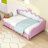 Twin Upholstered Princess Daybed with Crown Headboard and LED Lights-1944742006-1944742007