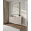 Three-Door Fluted Chest of Drawers Beige with Gold Legs