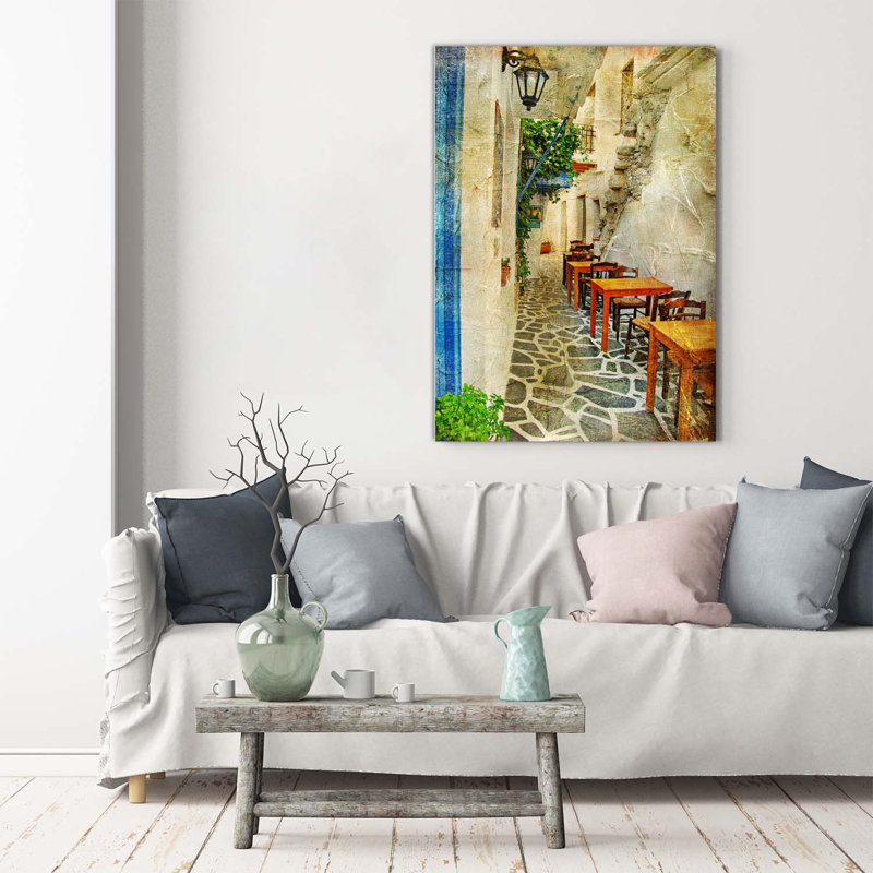 Greek Taverns - Wrapped Canvas Print