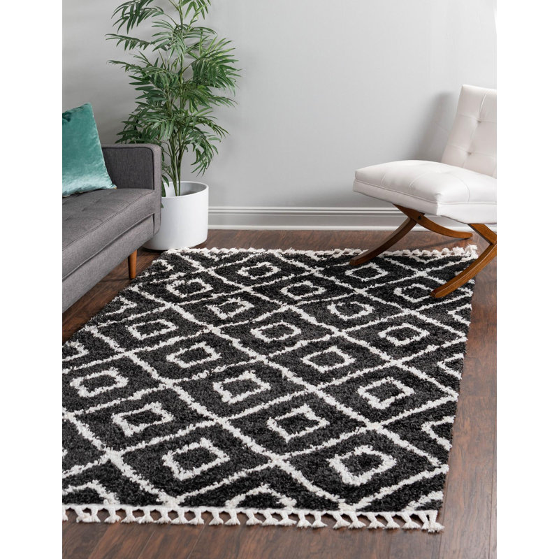Tapis gris à motif géométrique Mitzy, Rectangle 5 pi 3 po x 8 pi