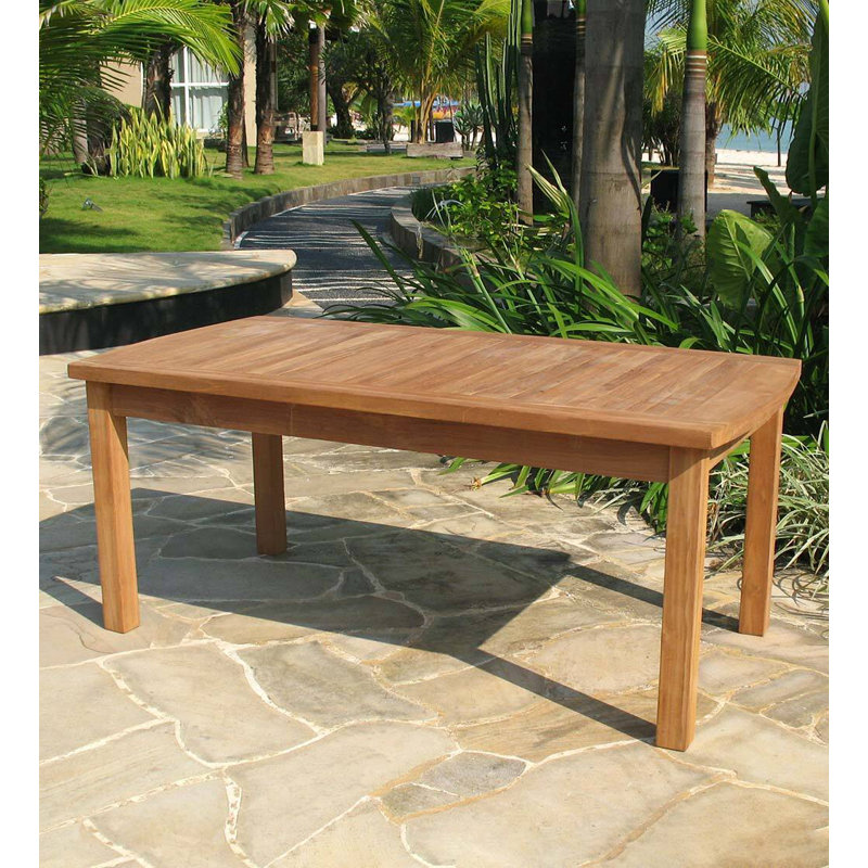 Rectangular Teak Wood Outdoor Coffee Table in Brown Finish