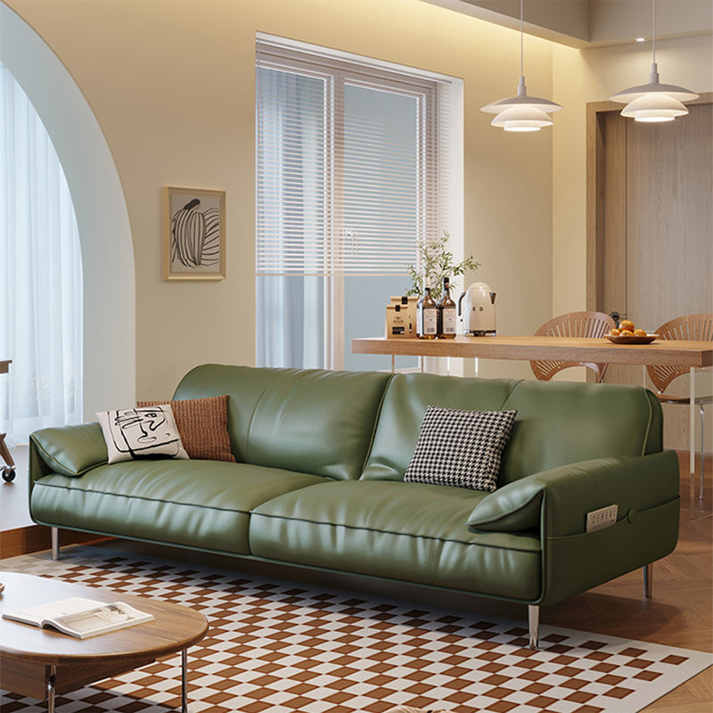 Green Genuine Leather Standard Sofa cushion couch