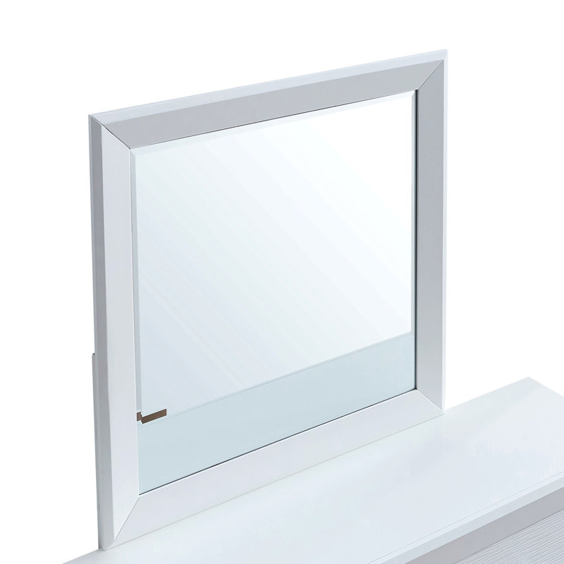 Miroir moderne pour commode, 38" H x 38" W, Blanc, Mirror