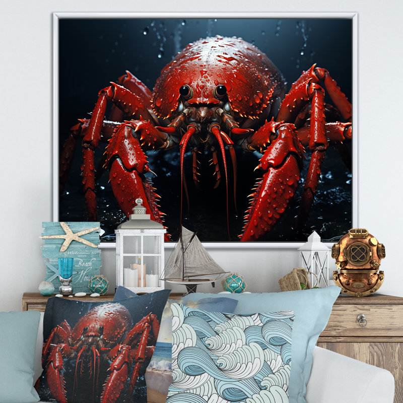 Red Mantis Shrimp II, reproduction d'art sur toile, Cadre flottant blanc, H 34 po x l 44 po x P 1,5 po