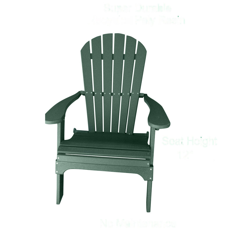 Ansel Plastic Folding Adirondack Chair - Poly Outdoor Furniture, Hunter Green