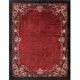 Knotted Wool Antique Coral Chinese Room Size - Art Deco 1920s Rectangle Rug