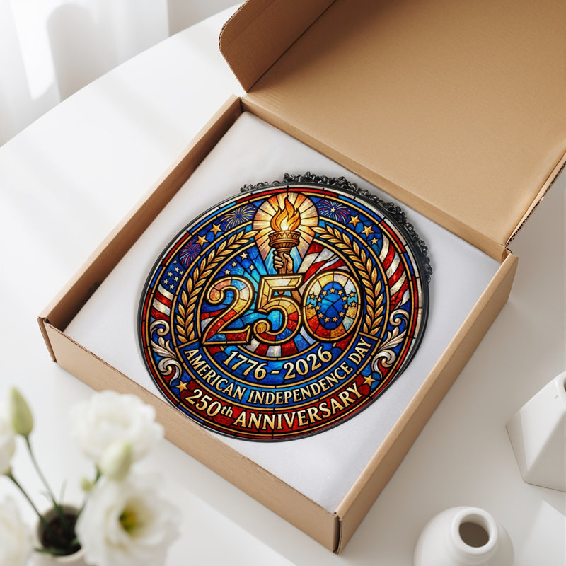 Panneau de fenêtre en verre pour décoration intérieure American Independent USA 250th Anniversary ， 7,8H, H 7,8 po
