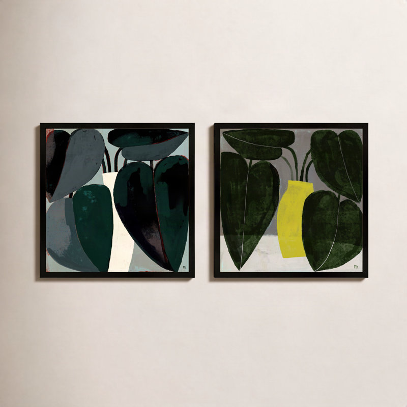 Plant "Plant" 2-Piece Painting Set, 30" H x 30" W, Black