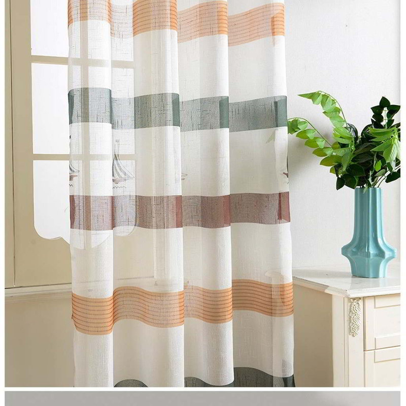 Cordell Sheer Curtain Single Panel, Orange/Brown/Green
