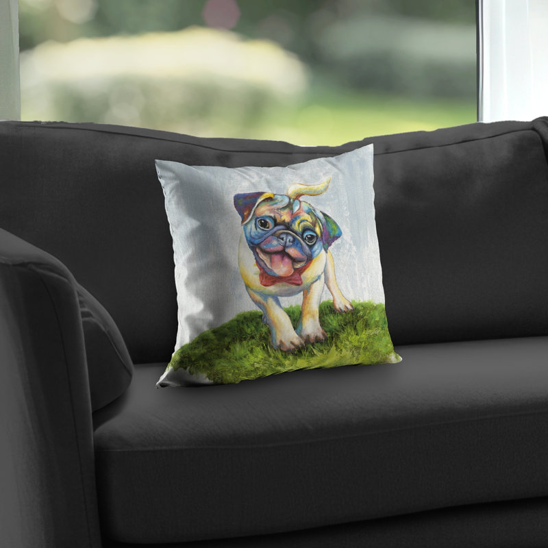 Colorful Smiling Pug - Pets Livingroom Throw Pillow Insert