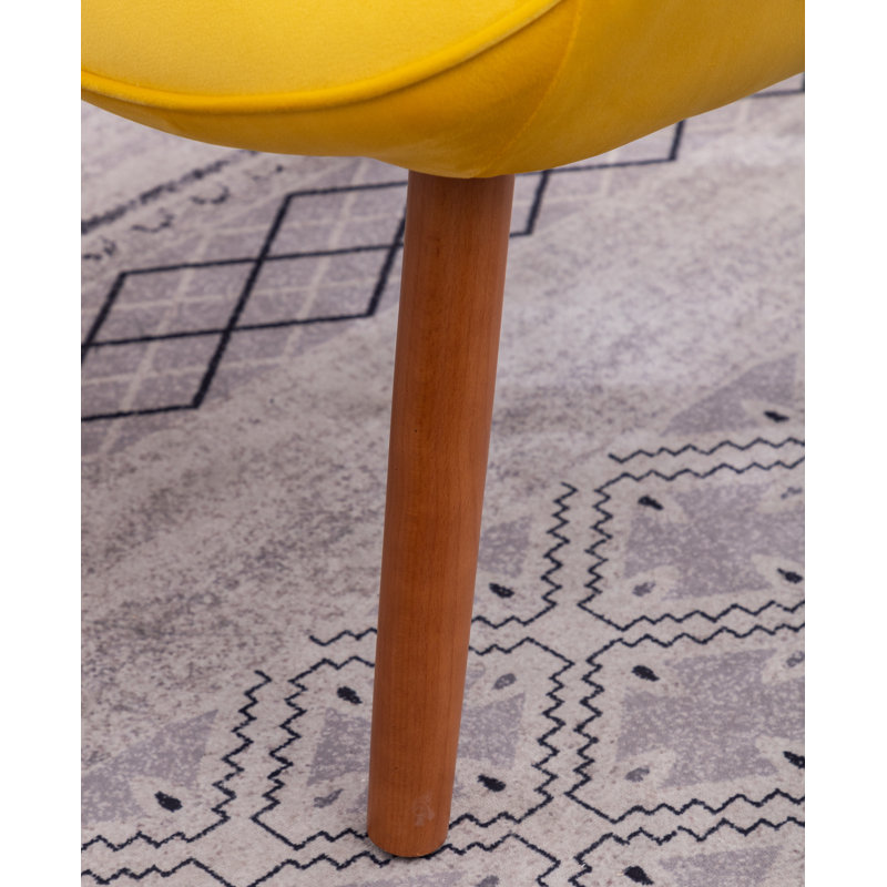 Battistina Velvet Armchair with Ottoman, Yellow