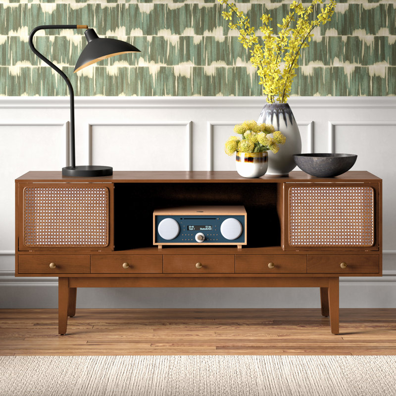 Saroja TV Stand for TVs up to 70", Black/Natural