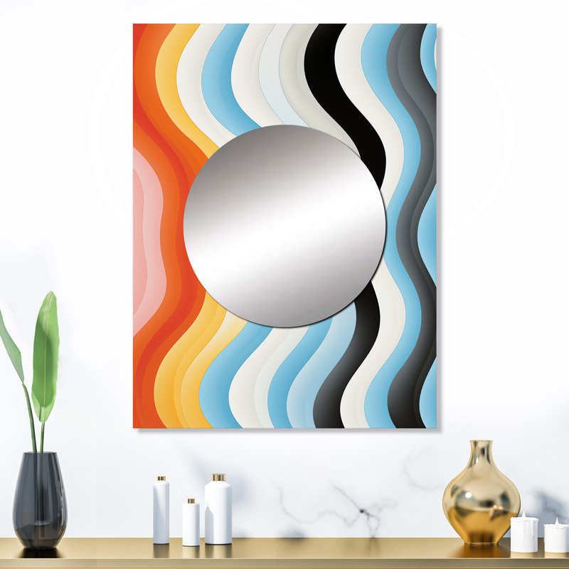 Malayja Opt Art ligne droite Delirum I - miroir décoratif Op Art, miroir mural moderne, impression d'art en métal