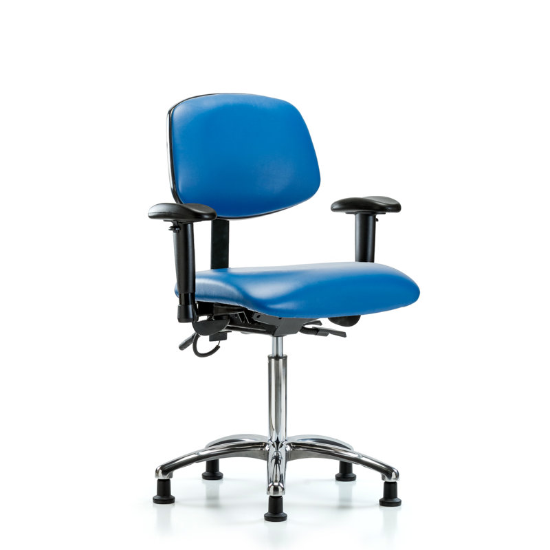 Arocho ESD Vinyl Task Chair, Blue, Glides, Not Included