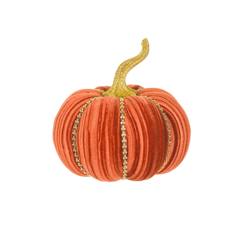 Ensemble de 2 citrouilles en velours brillant, Orange