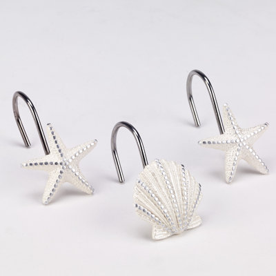 Sequin Shells Bath Shower Curtain Hooks