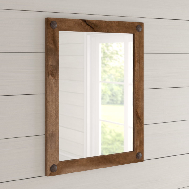 Edna Solid Wood Frame Rectangle Mirror, Walnut