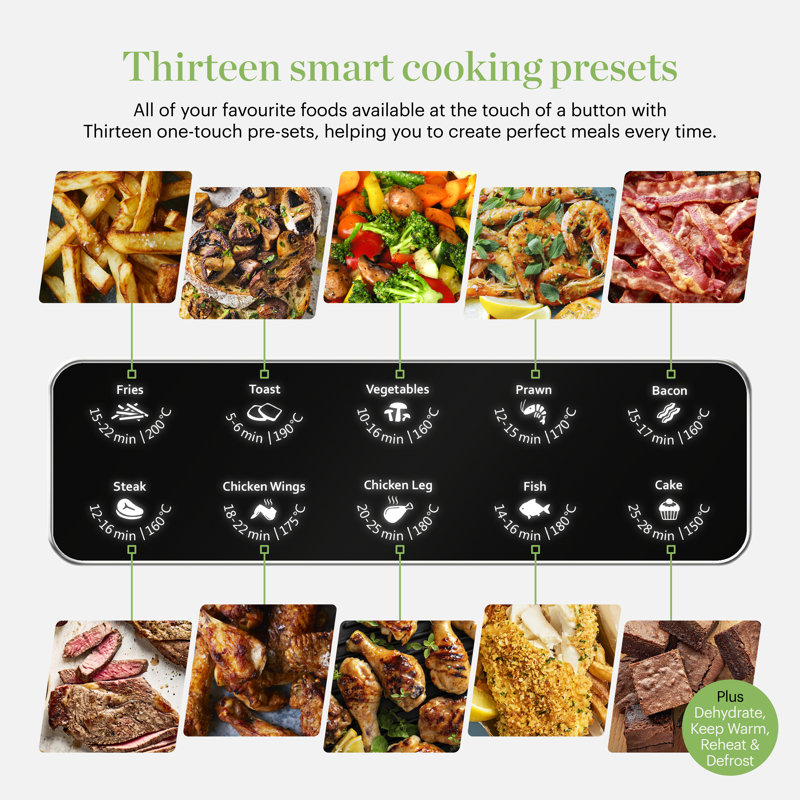 Good Food in Partnership with Tower GF17015, 10L Dual Side Oven & Basket Air Fryer with Vizion Viewing Windows, 10 Pre-sets, Match Cook & Sync Functions, 2400W, Black