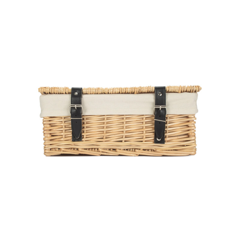 Lily Manor Wicker 14" Empty Hamper Basket with Lining, Natural/White
