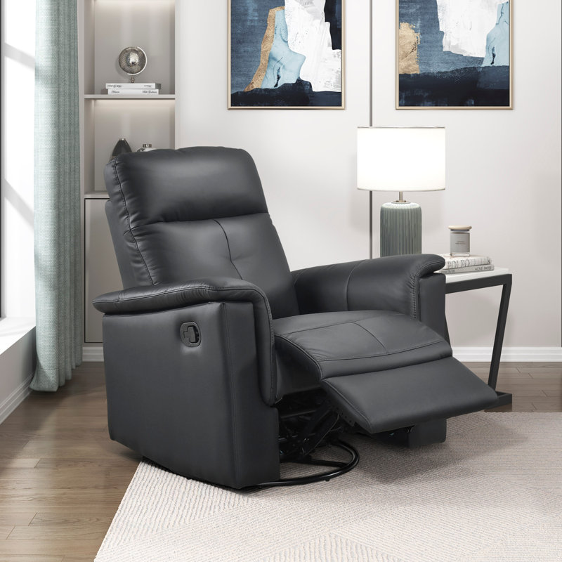 Fauteuil inclinable et pivotant en cuir, Noir