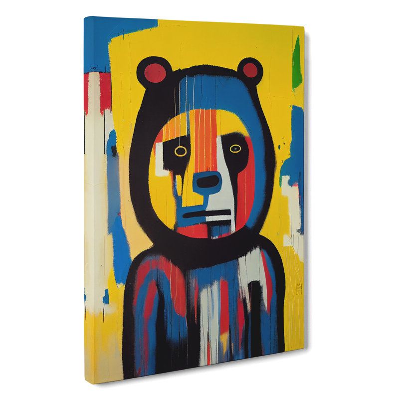 Graffiti Bear Abstract - Wrapped Canvas Painting, 60cm H x 40cm W x 3cm D