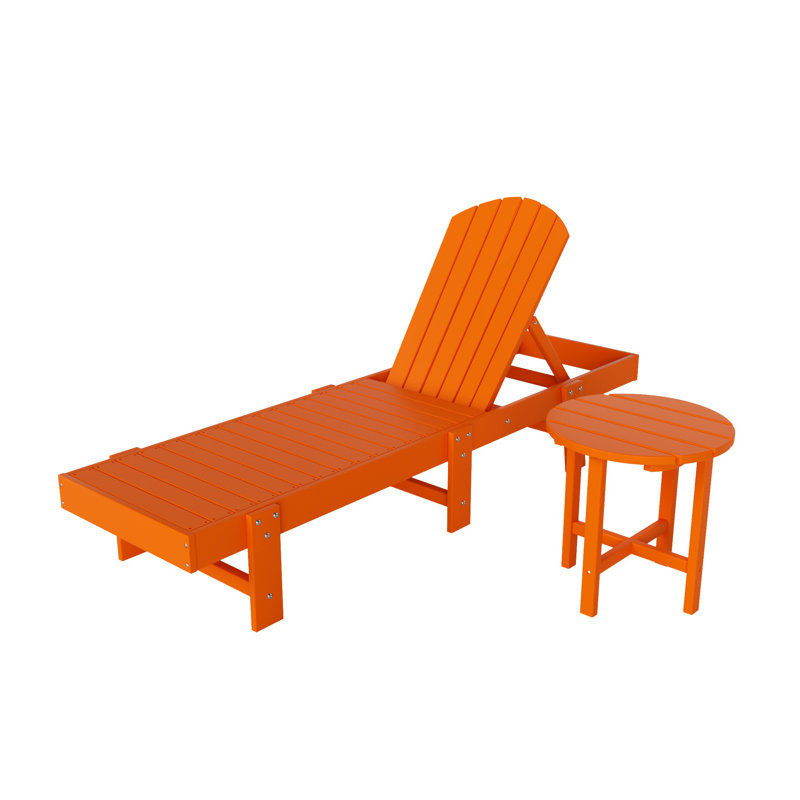 Chaise longue inclinable longue avec table 77,6 po Altura, Orange