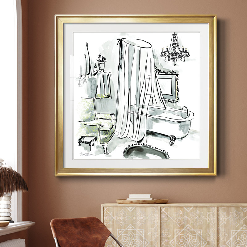 «Opulent Bath I», impression encadrée, Papier encadré doré, H 34,5 po x l 34,5 po x P 1,5 po