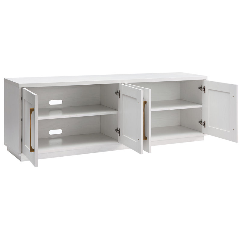 Meuble télé pour téléviseur de 75 po ou moins avec rangement, tablettes réglables et gestion des câbles Tillman - Console multimédia transitionnelle avec quincaillerie en laiton pour le salon