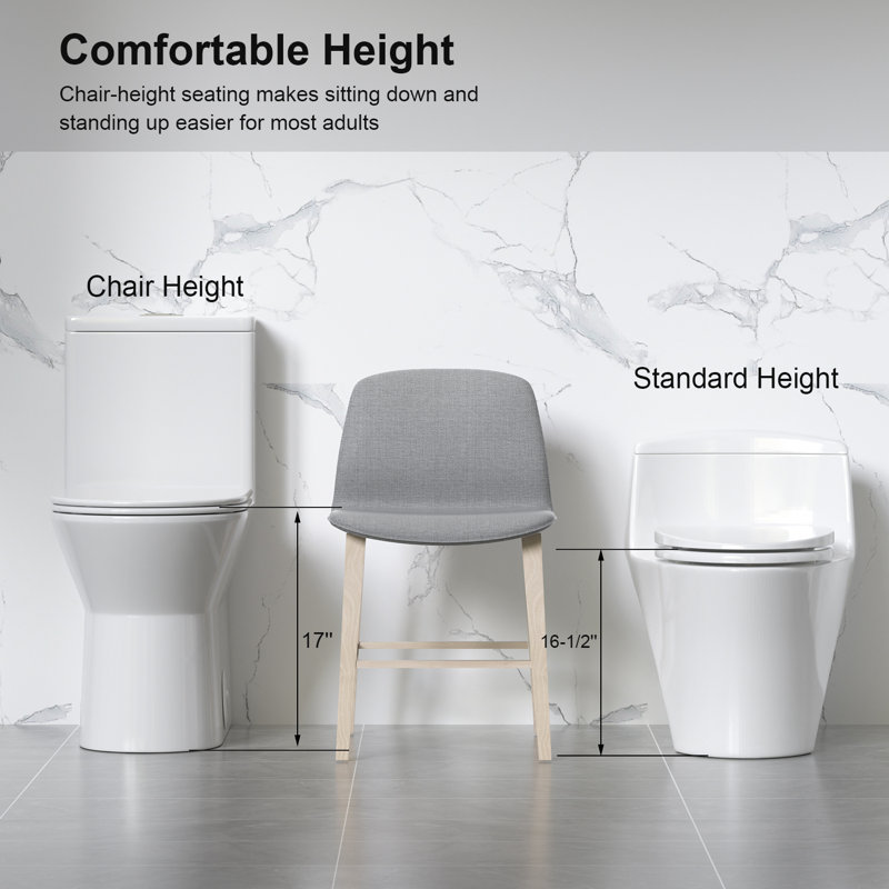 Alvantor One-Piece Toilet, Quiet 1.1/1.6 GPF Dual Flush Toilet ADA Height 17" Rimless Bowl with Soft Closing Seat White