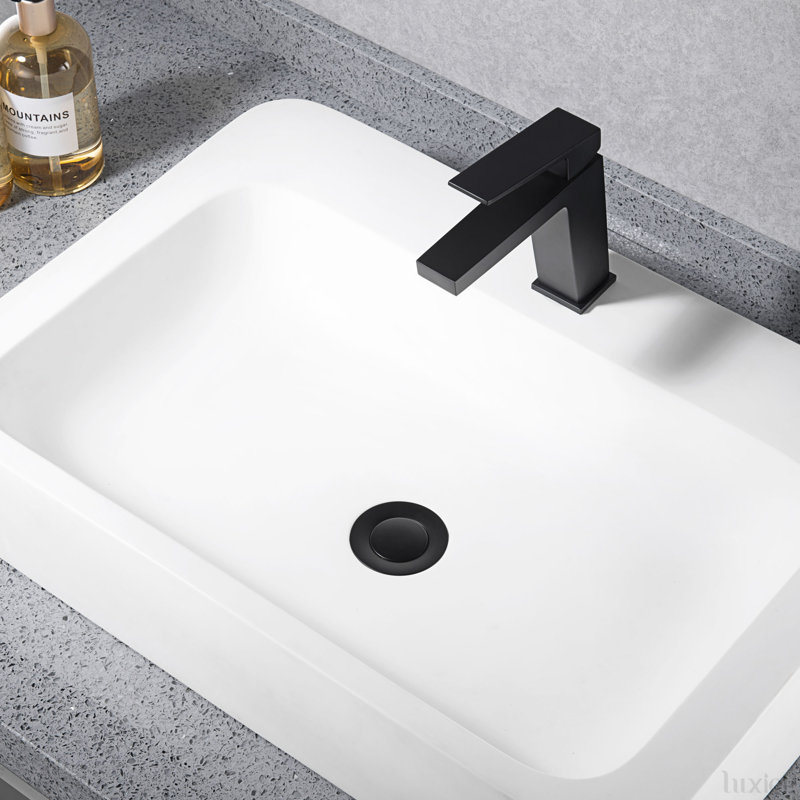 Pop-Up Bathroom Sink Drain Stopper with No Overflow, Matte Black
