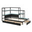Lit de jour moderne pour lit simple avec bureau et éclairage intégrés, base de lit en bois avec trois tiroirs et station de charge-996957716