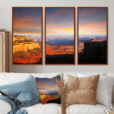 «Beautiful View of Grand Canyon», ensemble de 3 toiles encadrées
