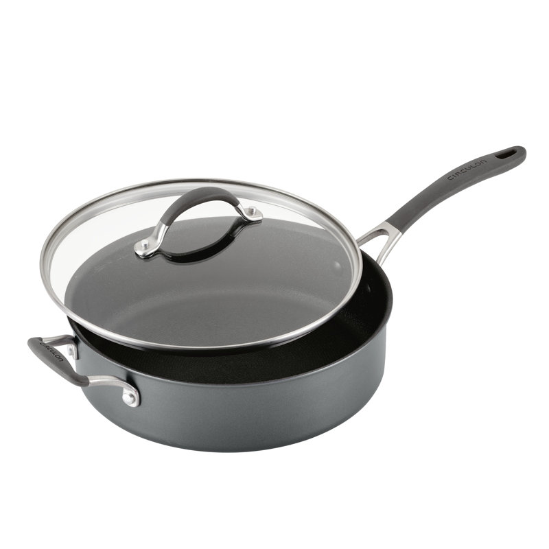 Gray 5-Quart Non-Stick Aluminum Saute Pan with Lid