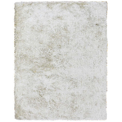 Tapis Sanford à poils longs tuftés à la main en polyester écologique - 274 x 366 cm, rectangulaire, blanc, motif uni, épais et antidérapant, idéal pour le salon et la chambre.
