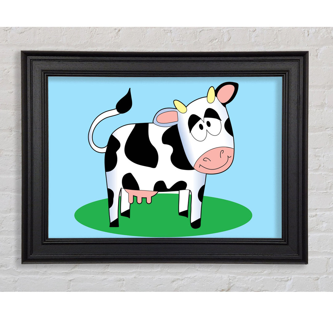 Happy Cow Baby Blue - Einzelner Bilderrahmen Kunstdrucke