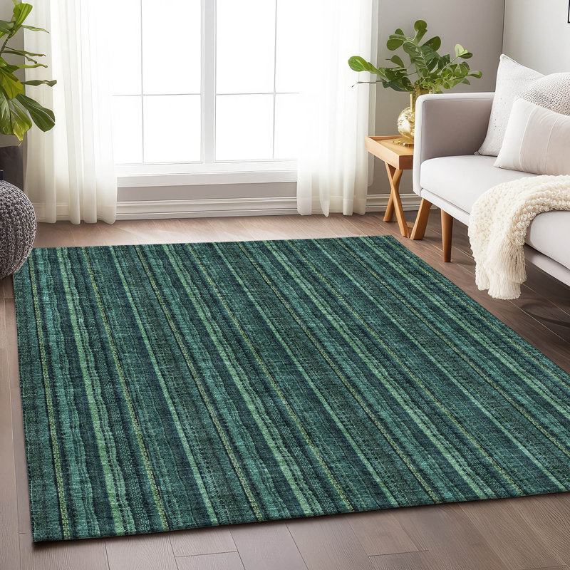 Premium Machine Washable Prisco Teal Rug, Rectangle 10' x 14'