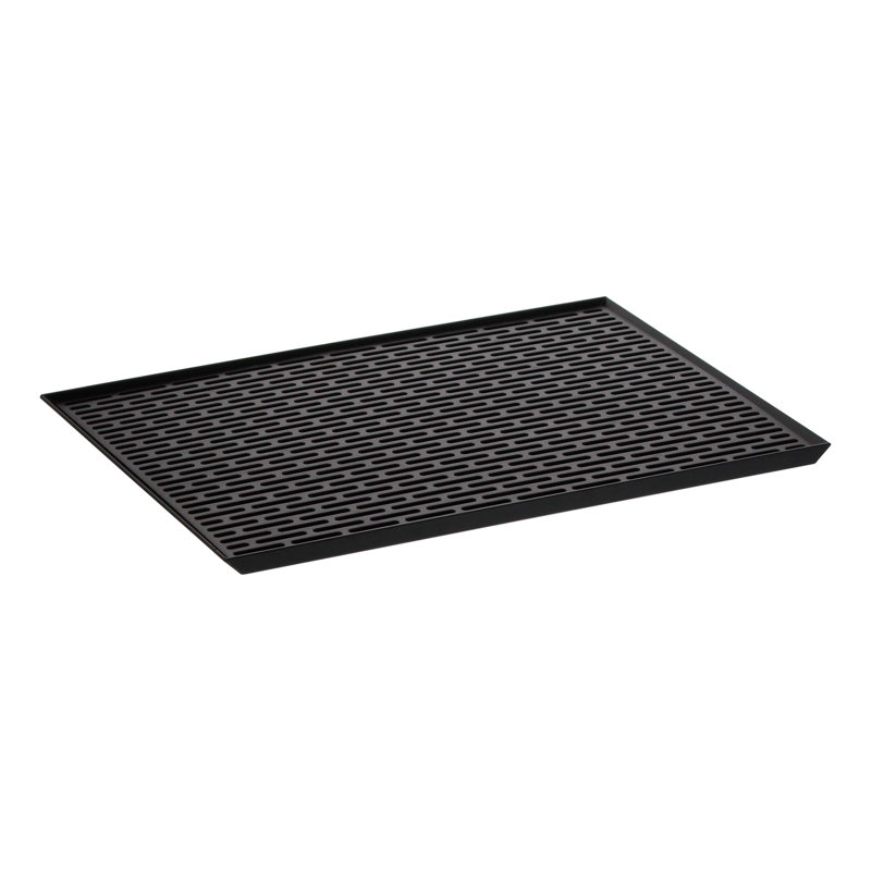 Yamazaki Home Sink-Side Draining Mat - Kitchen Dish Rack Tray Drainer, Plastic, Black