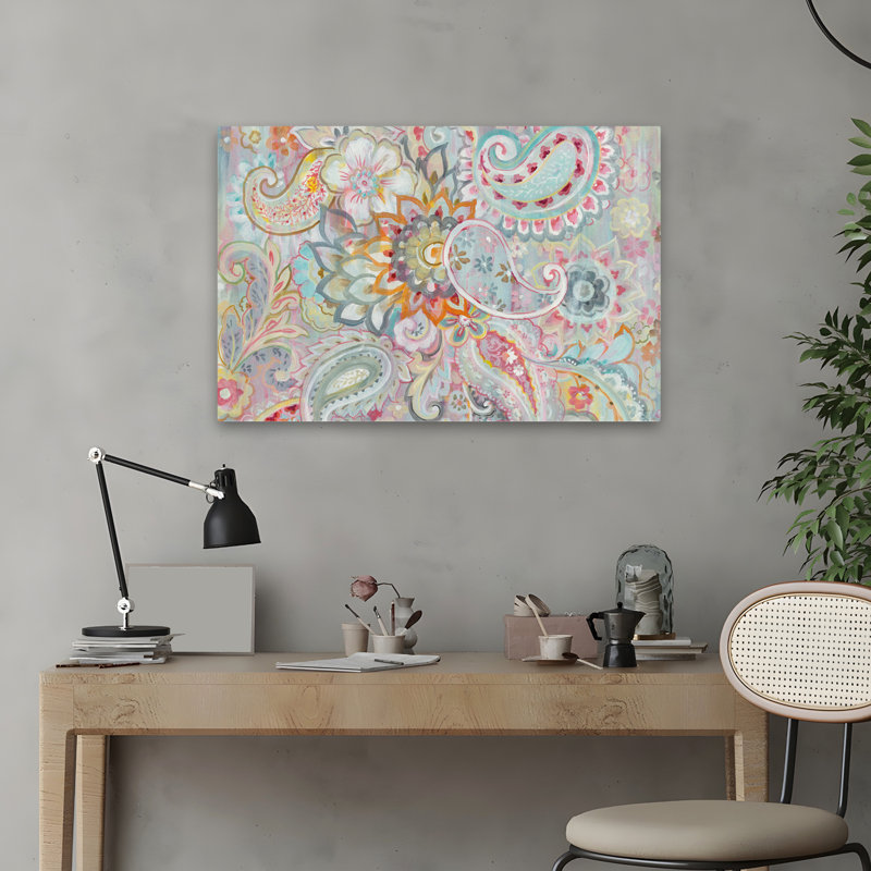 Art abstrait abstrait et bleu Boho japonais, H 16 po x l 24 po