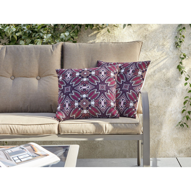 Set of 2 Outdoor Cushions MIRAGE Oriental Pattern Purple