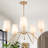 5-Light Gold Chandeliers for Dining Room with White Shade-650815731