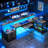 Sholpan LED L-Shaped Desk with Cabinet with Power Outlets-1831091177-1843568773