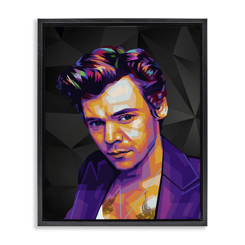 «Bright Harry on on Floater», art mural sur toile par Birch & Ink, Cadre flottant noir de jais, H 21 po x l 17 po