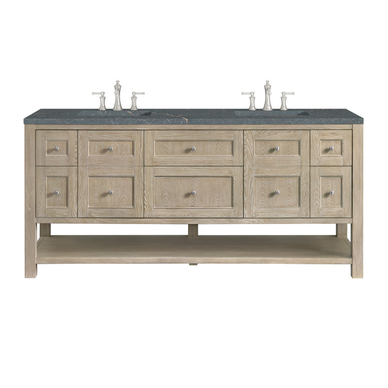 Breckenridge 72'' W Double Vanity, Whitewashed Oak, 8" Widespread, Parisien Bleu