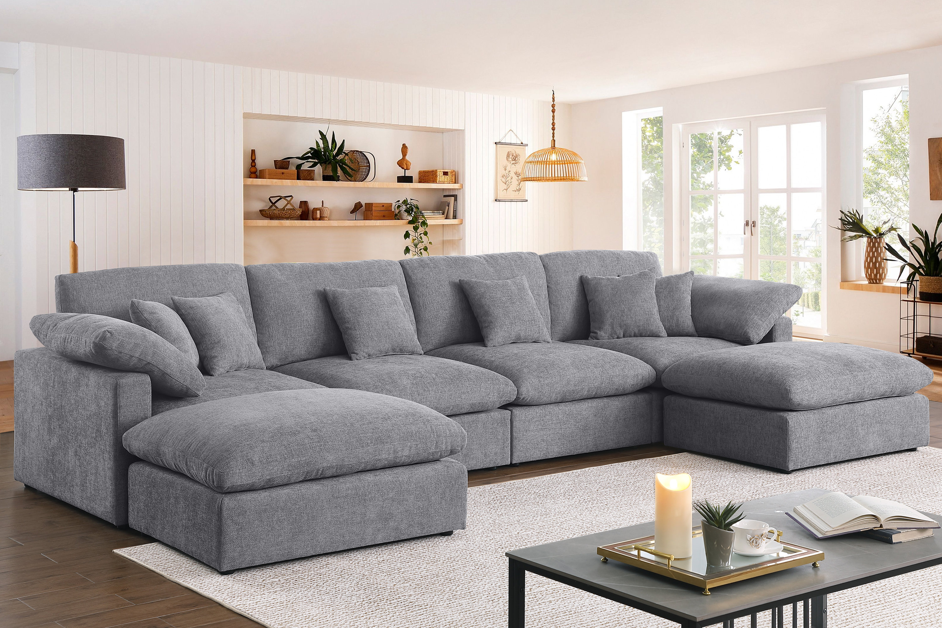 Latitude Run® 155.7" U Shape Sectional Sofa Cloud Couch With Removable Ottomans & Reviews | Wayfair