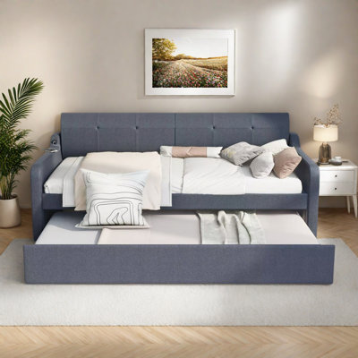 Upholstery Daybed With Trundle And Usb Charging Design