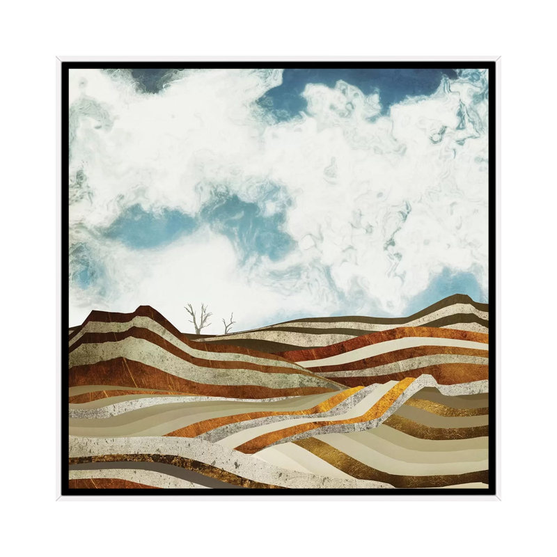 Desert Calm - impression d'art graphique, Aucun mat, H 26 po x l 26 po x P 1,5 po, Toile blanche encadrée