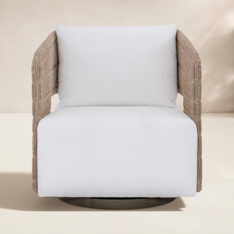 Maldives Swivel Outdoor Lounge Chair, White Sunbrella 6063-000