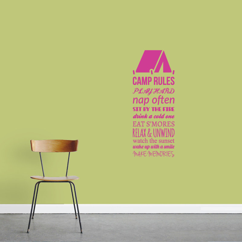 Décalcomanie murale camp rules, Rose vif